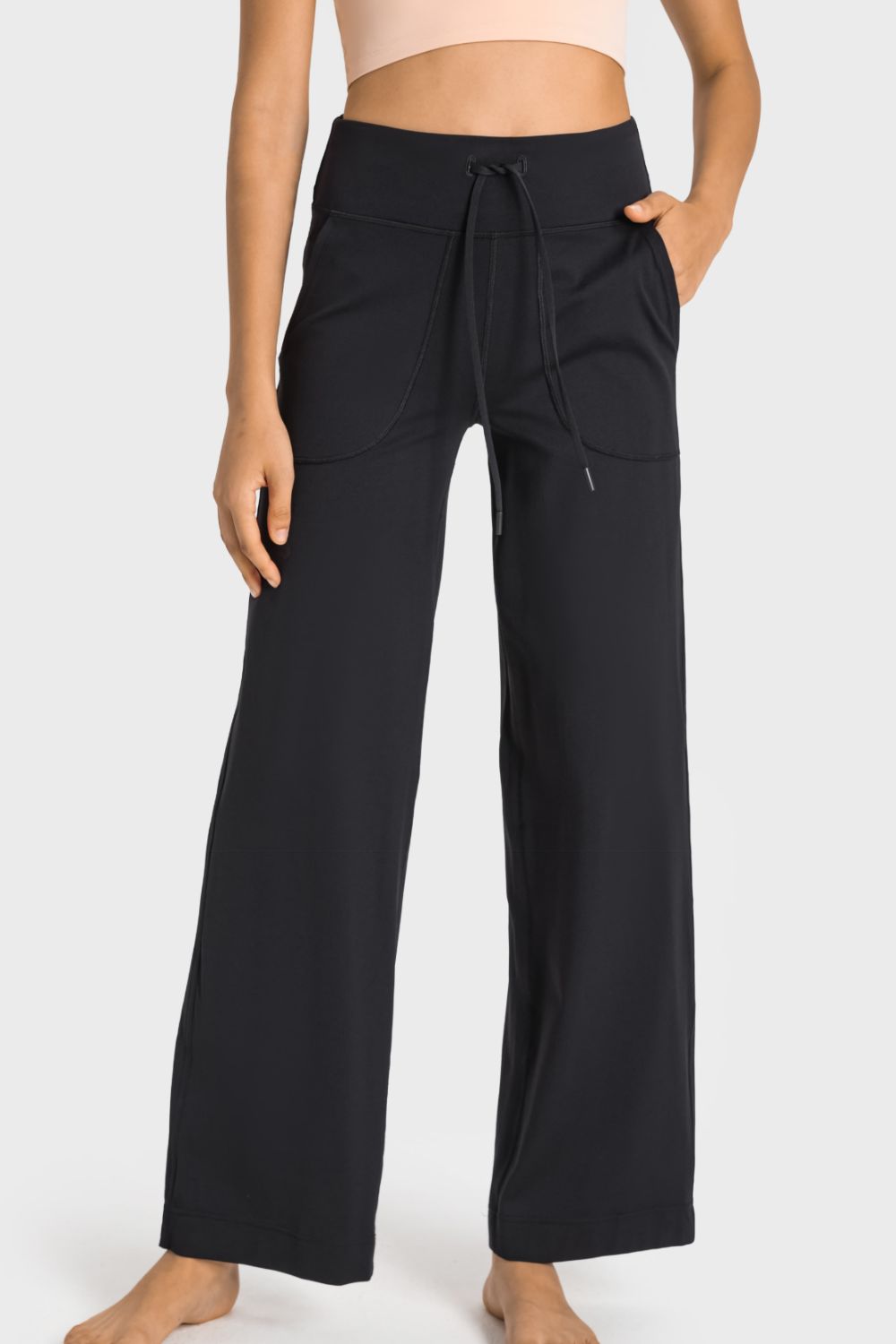Drawstring Waist Wide Leg Sports Pants with Pockets – Lone Drawstring Waist Wide Leg Sports Pants with Pockets – Lone